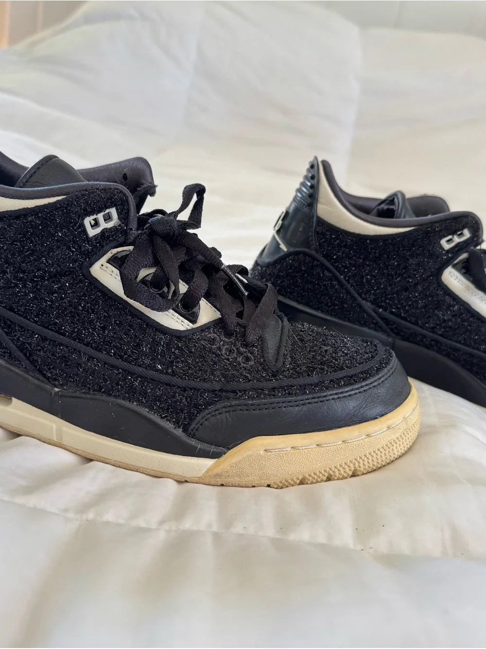 Jordan Black Tweed Low-Top Sneakers with Cream Accents
